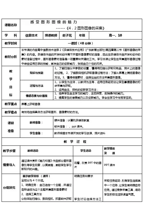 高中信息技术选修：多媒体技术应用   图形图像的采集(省一等奖)