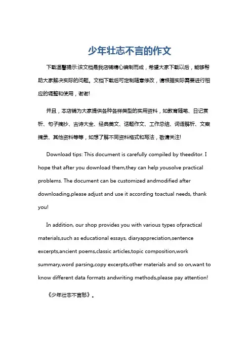 少年壮志不言的作文