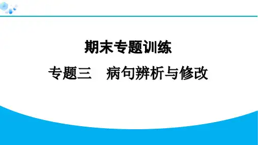 【期末专项训练】03  专题三 病句辨析与修改七年级上册语文课件