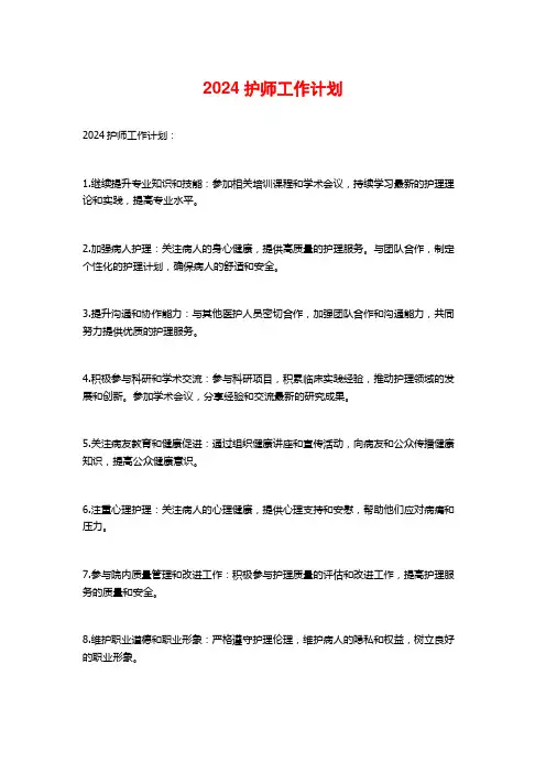 2024护师工作计划