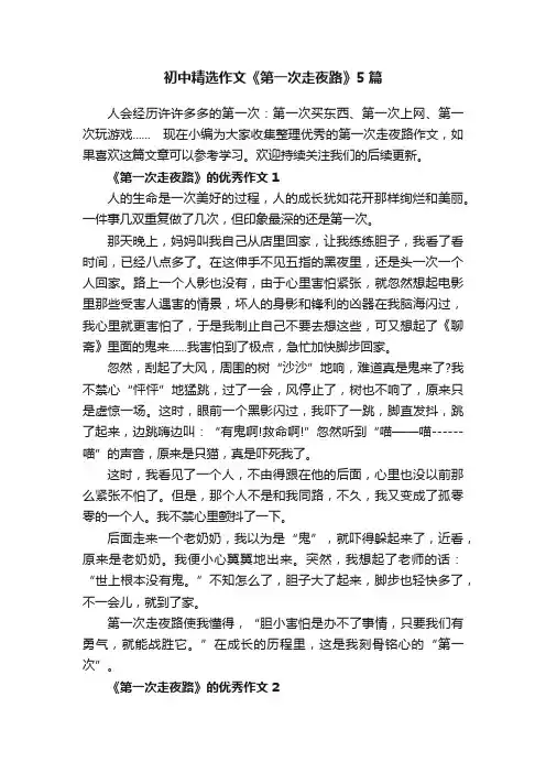 初中精选作文《第一次走夜路》5篇