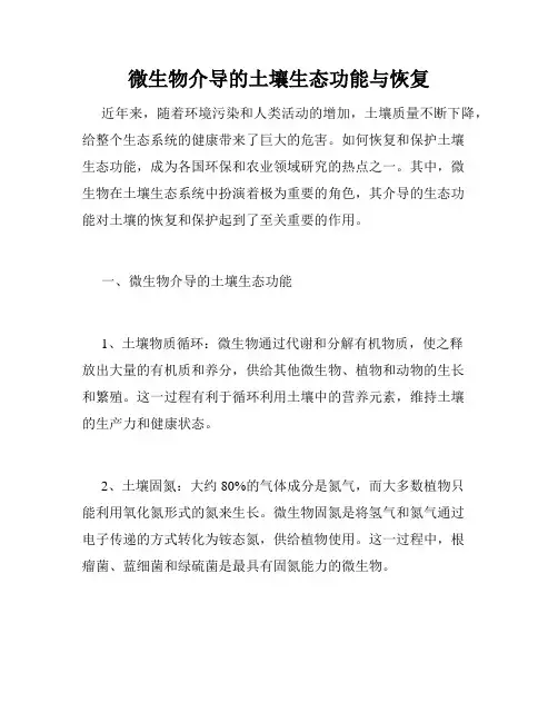 微生物介导的土壤生态功能与恢复