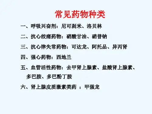 常见急救药物临床应用