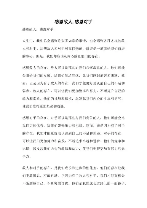 感恩敌人,感恩对手