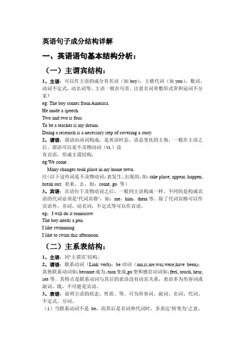 英语句子成分结构详解