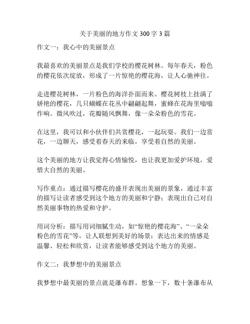 关于美丽的地方作文300字3篇