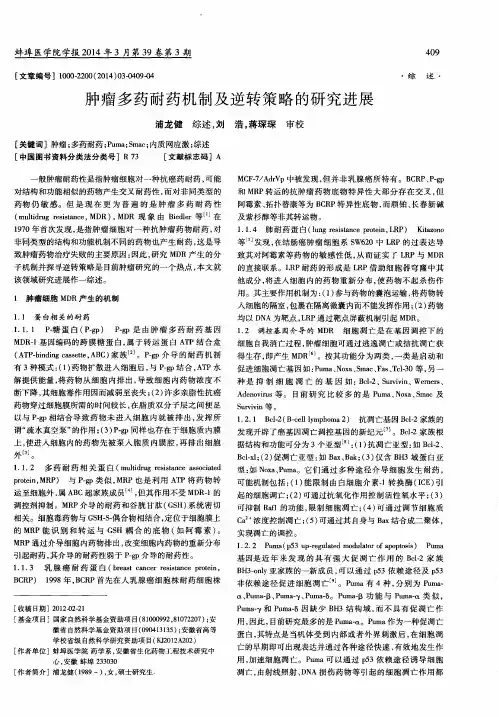 肿瘤多药耐药机制及逆转策略的研究进展