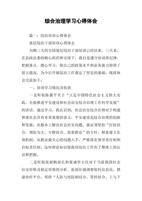 综合治理学习心得体会
