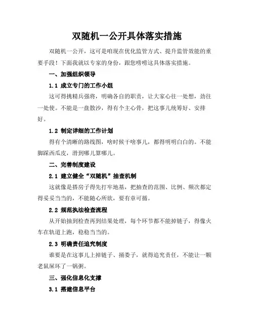 双随机一公开具体落实措施