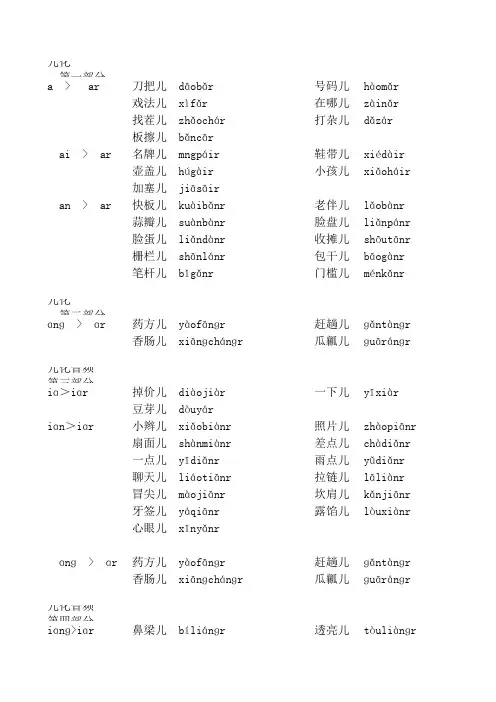 (权威版)普通话水平测试用儿化词语表_189条