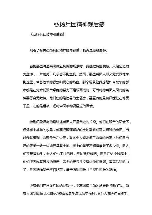 弘扬兵团精神观后感