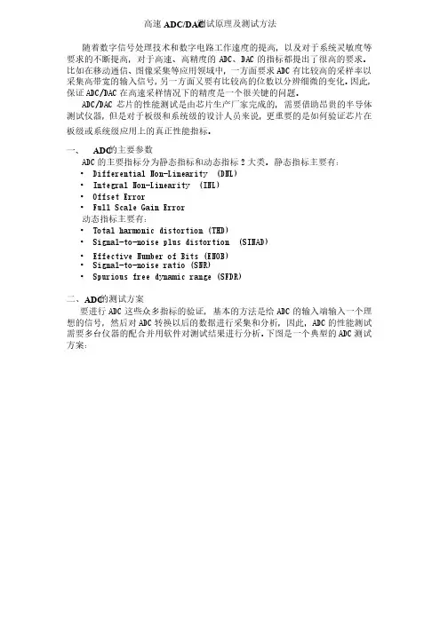 高速ADC、DAC测试原理及测试方法