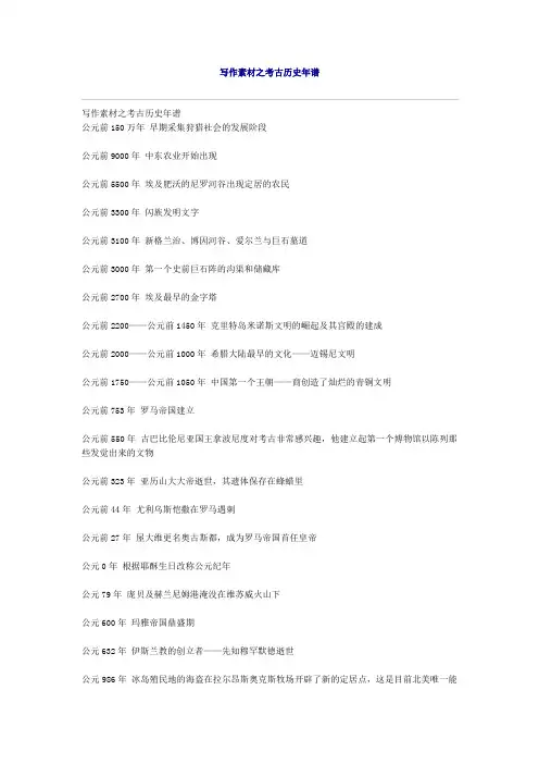考古历史年谱