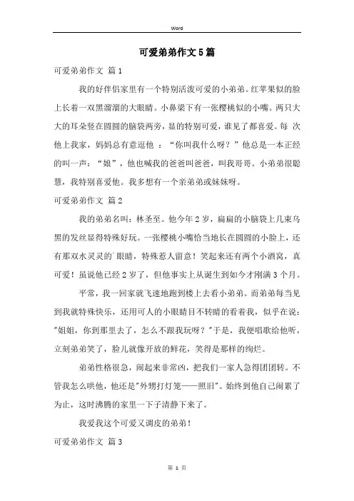 可爱弟弟作文5篇