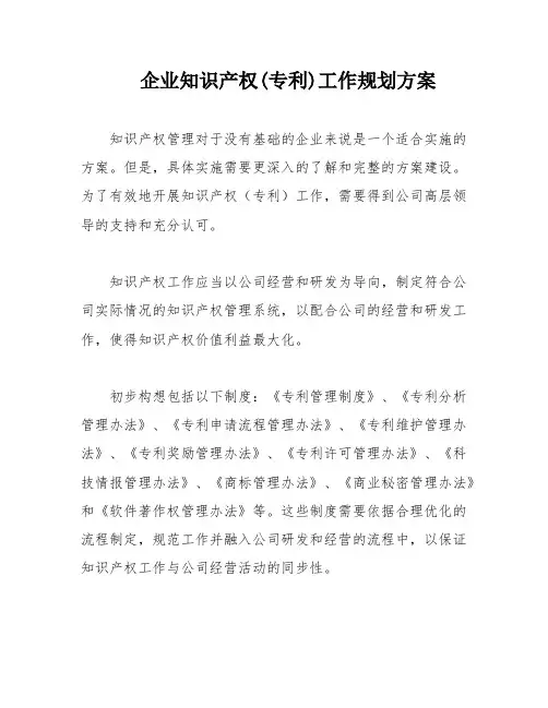 企业知识产权(专利)工作规划方案