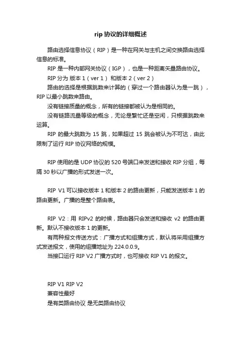 rip协议的详细概述