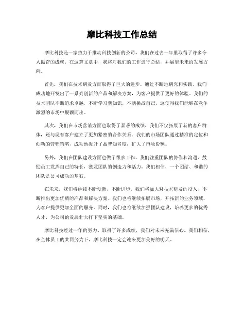 摩比科技工作总结