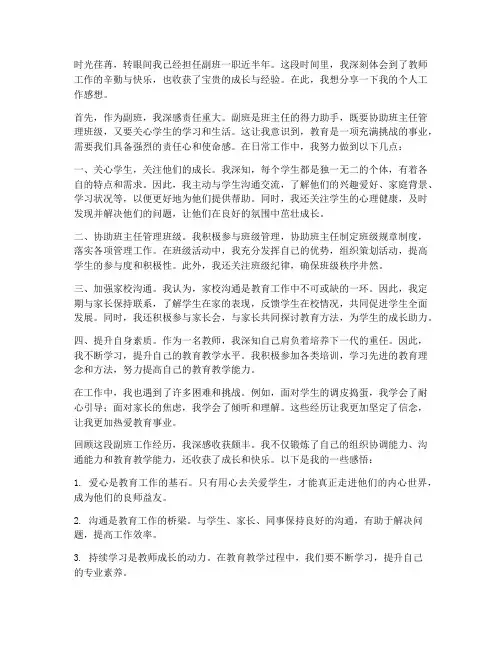 副班个人工作感想
