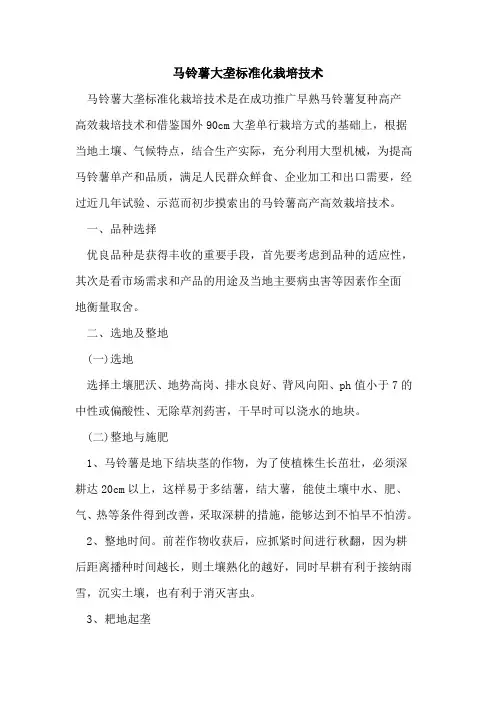 马铃薯大垄标准化栽培技术