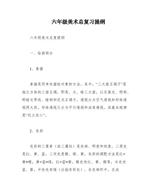 六年级美术总复习提纲