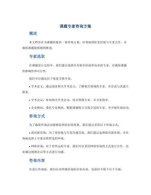 课题专家咨询方案