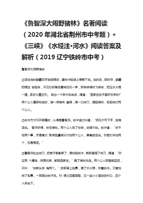 (全)《鲁智深大闹野猪林》名著阅读(2020年湖北省荆州市中考题)