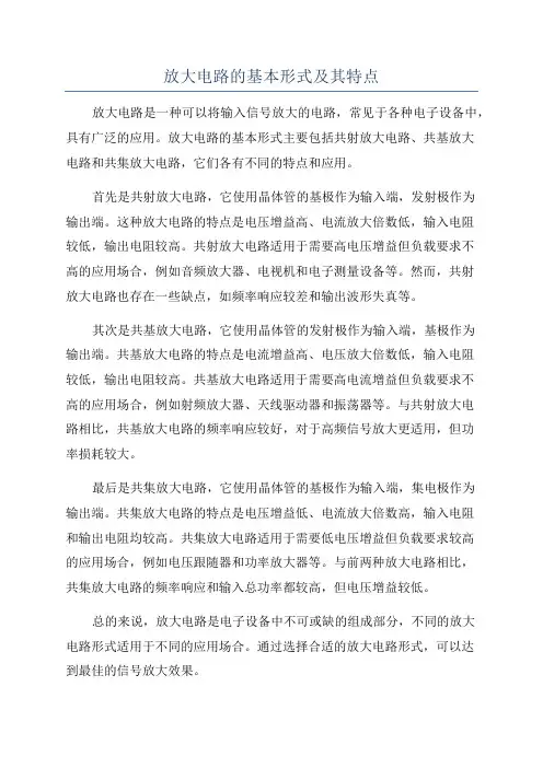 放大电路的基本形式及其特点