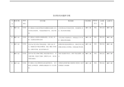 防洪防汛问题库台账