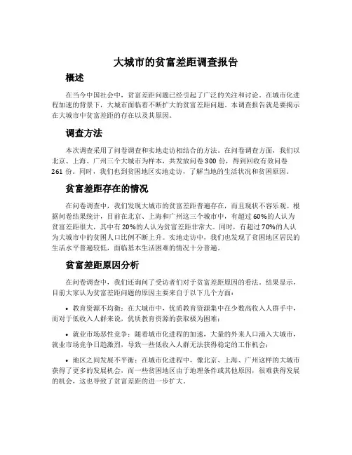 大城市的贫富差距调查报告