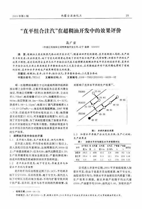 “直平组合注汽 ”在超稠油开发中的效果评价