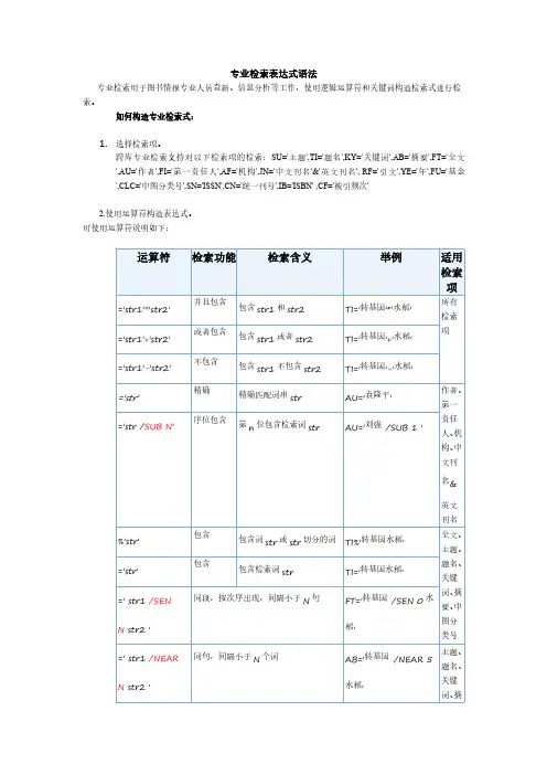 专业检索表达式语法