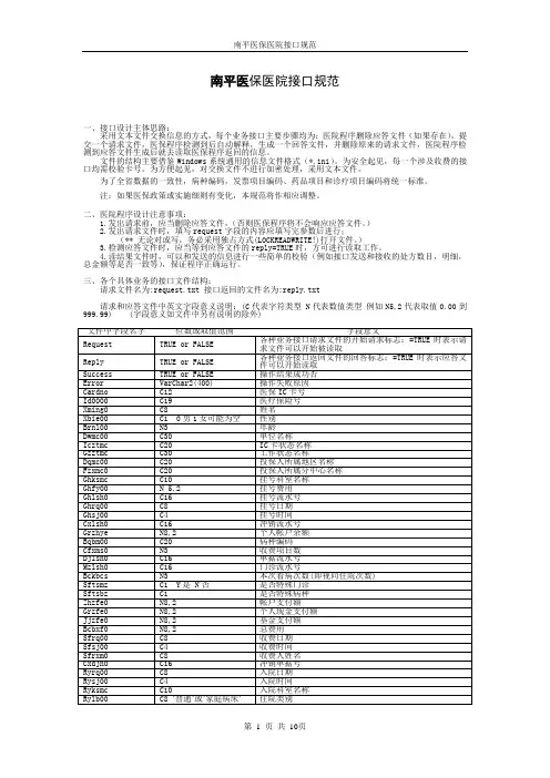 医保收费接口规范