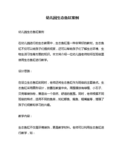 幼儿园生态鱼缸案例