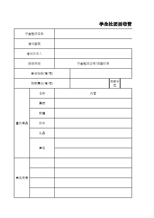 学生社团活动资金预算表