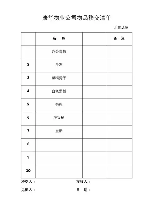 物品移交清单
