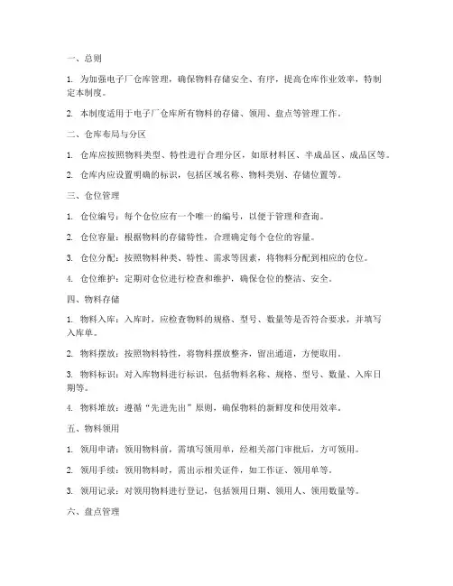 电子厂仓库仓位管理制度