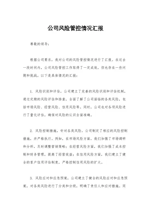 公司风险管控情况汇报