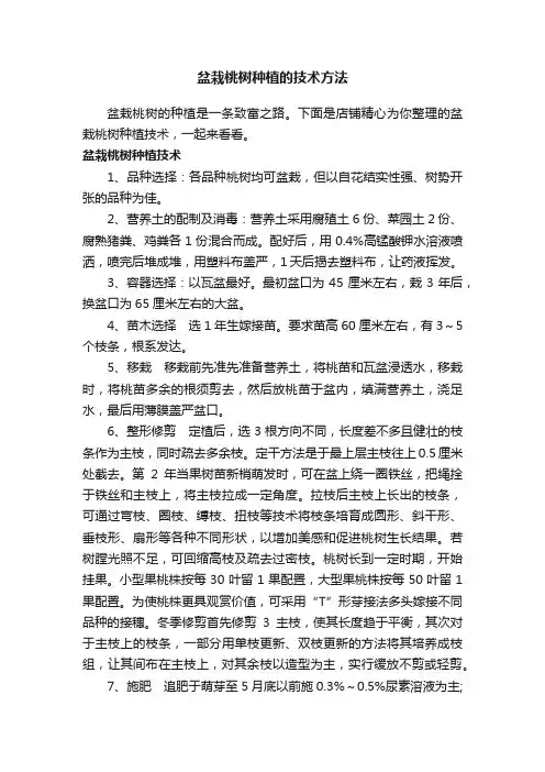 盆栽桃树种植的技术方法
