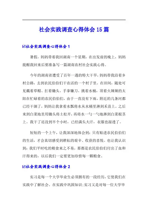 社会实践调查心得体会15篇