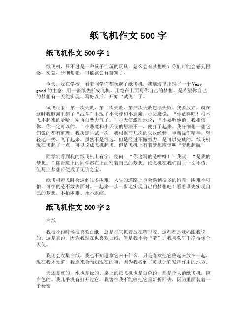 纸飞机作文500字