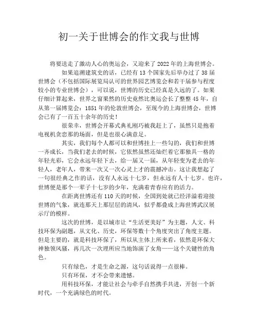 初一关于世博会的作文我与世博
