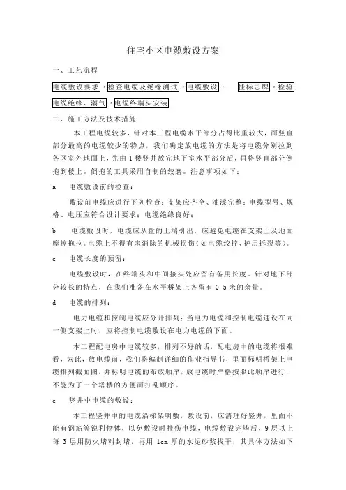 住宅小区电缆敷设方案