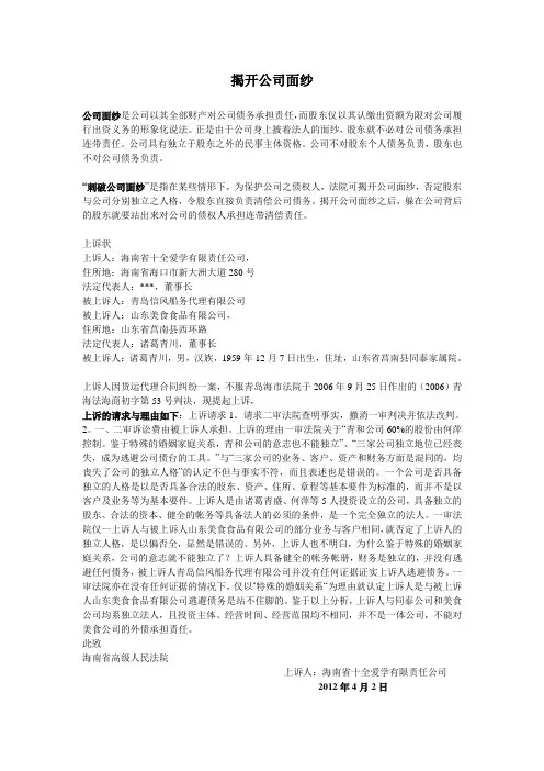 揭开公司面纱