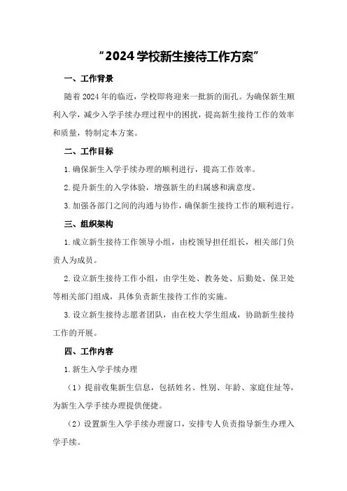 2024学校新生接待工作方案