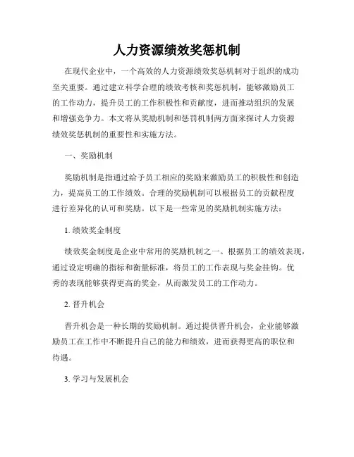 人力资源绩效奖惩机制
