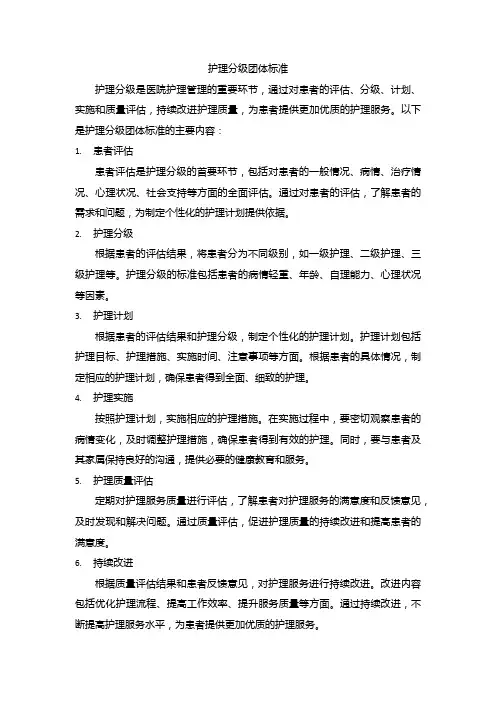 护理分级团体标准