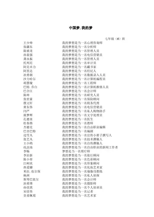 七年级(6)我的中国梦
