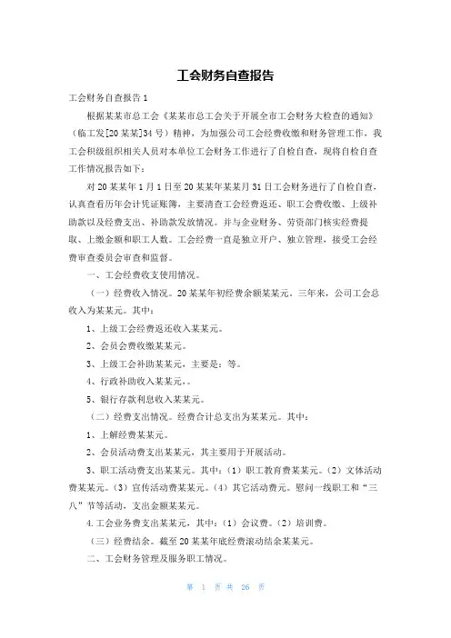 工会财务自查报告