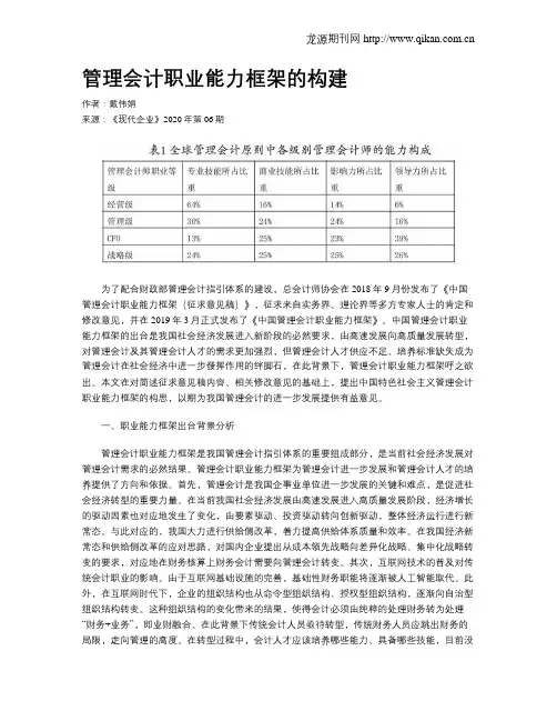 管理会计职业能力框架的构建