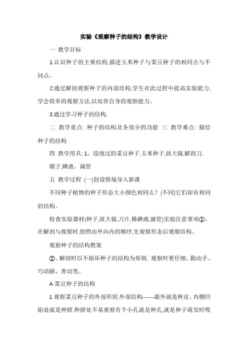 实验《观察种子的结构》教学设计